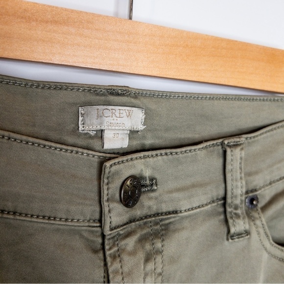 J Crew Factory Womens Olive Green Stretch Skinny Pants Size 30 Mid Rise Sheen - Picture 5 of 10